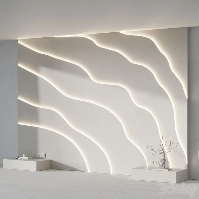 Modern Headboard with light 3D Model