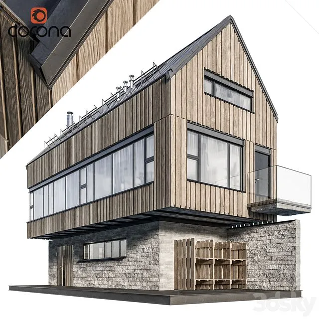 Modern house 07 night 3D Model