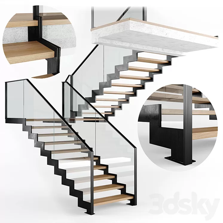 Modern interior stair 09 3D Model Free Download