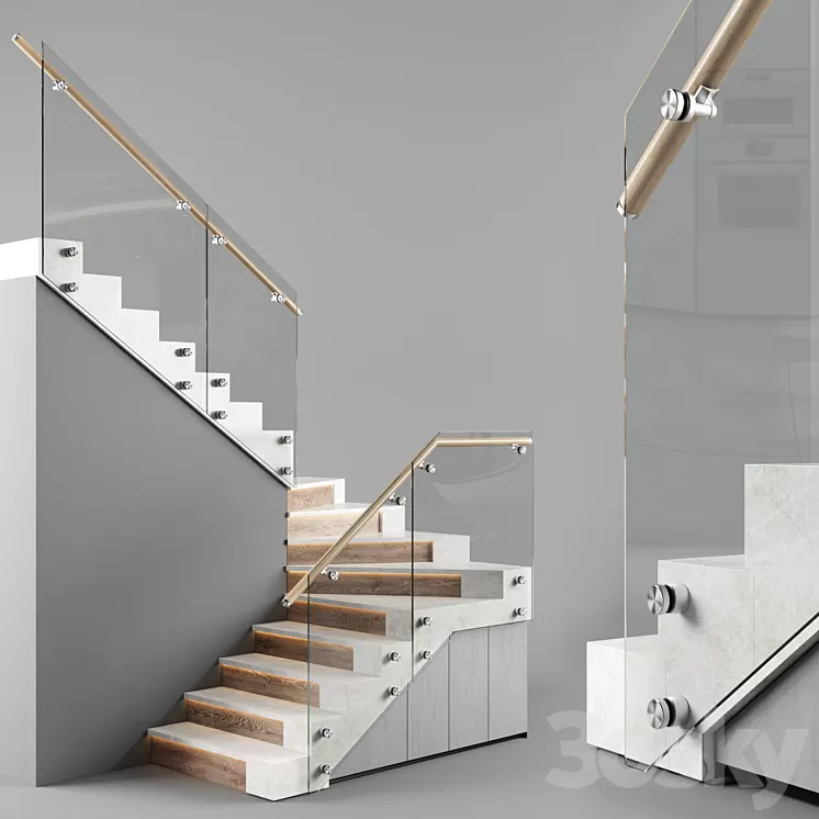 Modern interior stair 3D Model