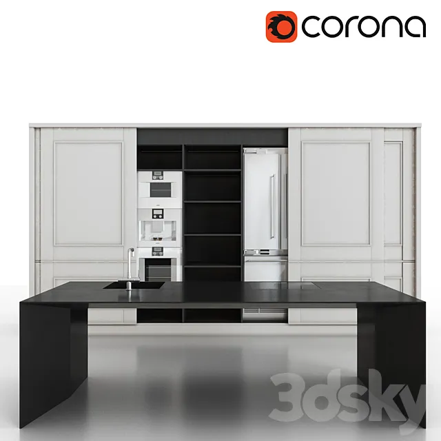 Modern Kitchen Invisible Table 3D Model