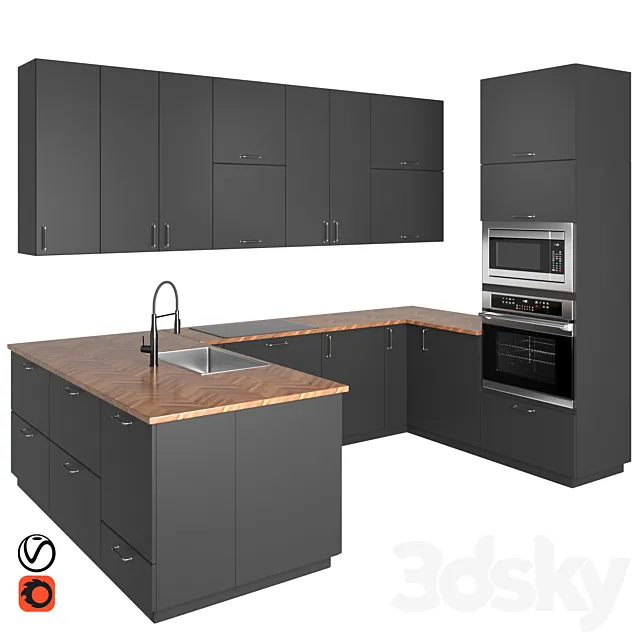 Modern kitchen KUNGSBACKA STYLISH 3D Model Modern kitchen KUNGSBACKA STYLISH 3D Model