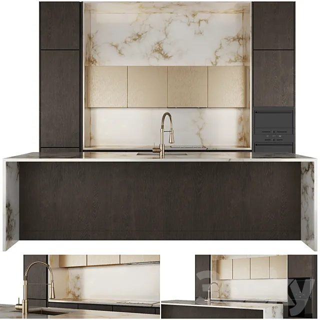 Modern kitchen with island 2 3D Model Modern kitchen with island 2 3D Model