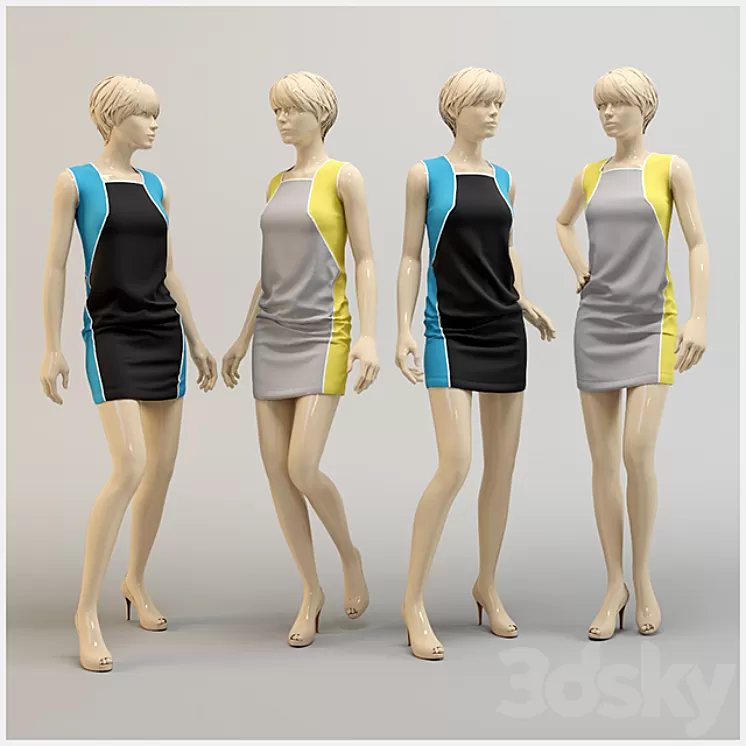 Modern knitted dress. 3D Model Modern knitted dress. 3D Model