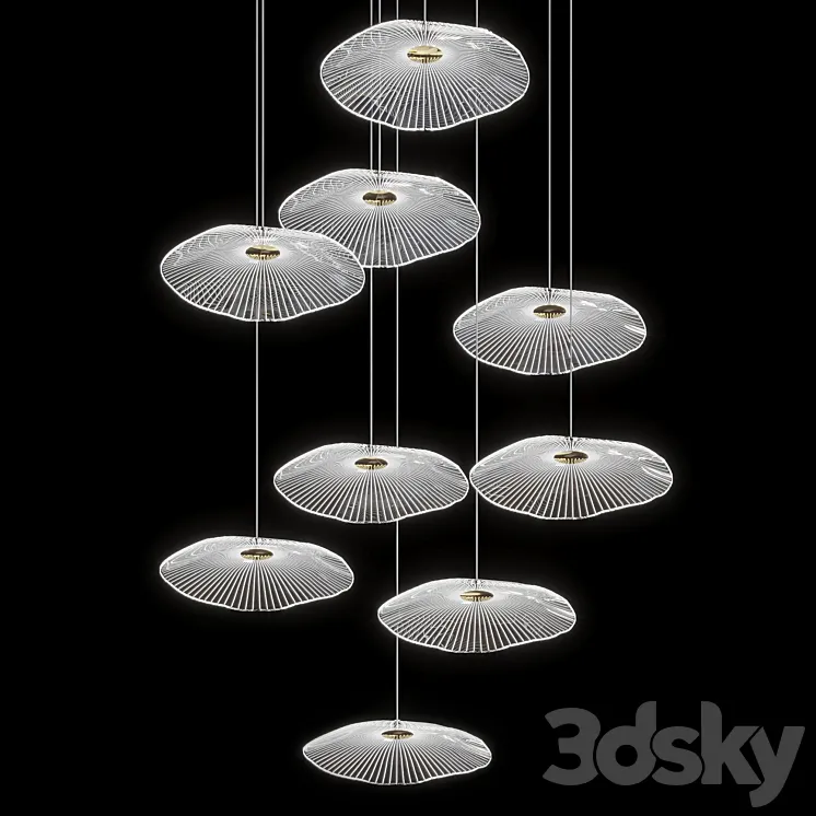 Modern LED ceiling lamp Ing in the form of a lotus leaf 3D Model Free Download