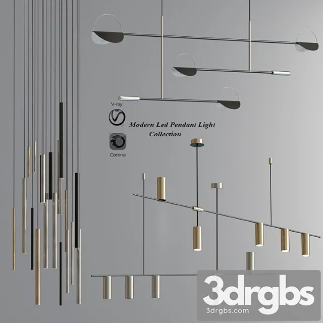 Modern led pendant light collection 3D Model Download