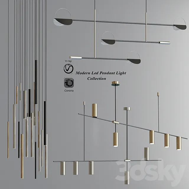 Modern Led Pendant Light Collection 3D Model Modern Led Pendant Light Collection 3D Model