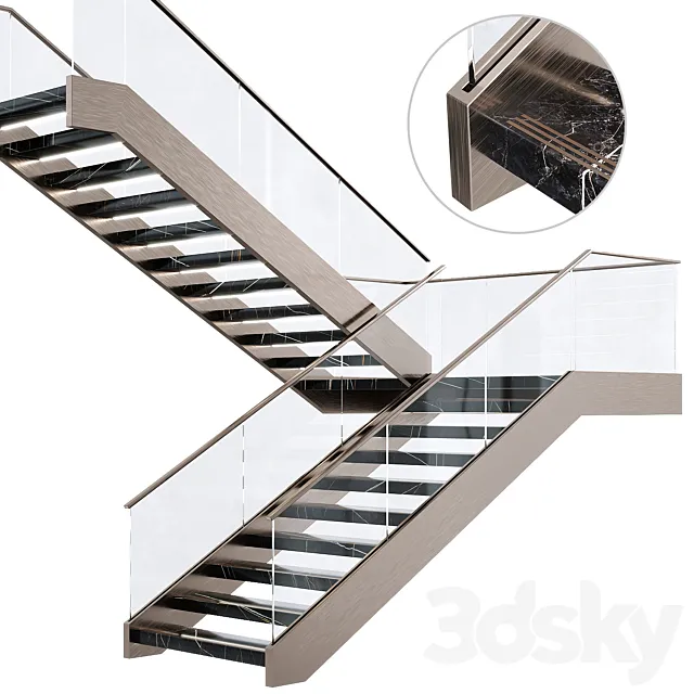 Modern luxury staircase 2 3D Model