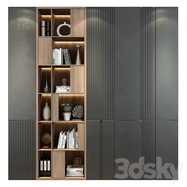 Modern luxury wooden bookshelf GHS-2381 3D Model Modern luxury wooden bookshelf GHS-2381 3D Model