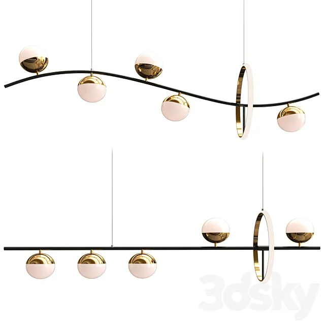 Modern Molecular Round Pendant Lights 3D Model