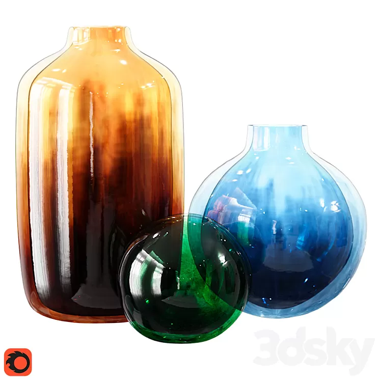 Modern Murano Vase Glass Set 3D Model