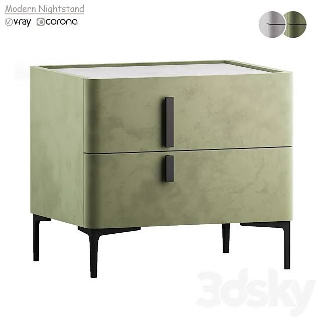 Modern Nightstand with Drawers 3D Model Modern Nightstand with Drawers 3D Model