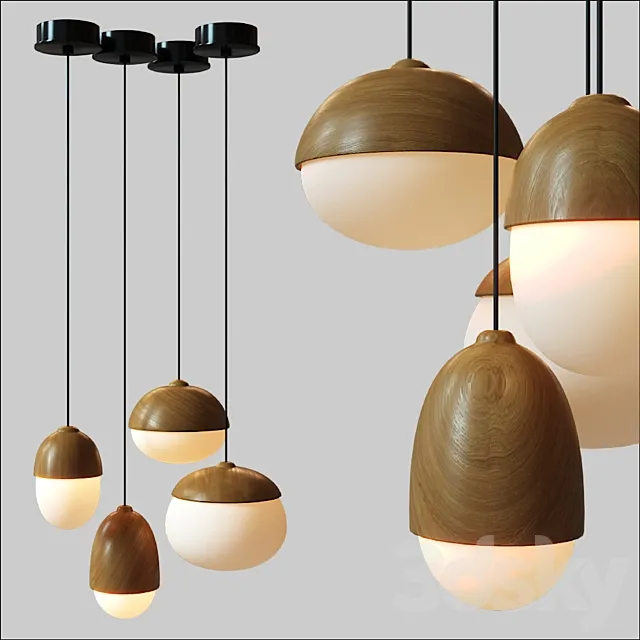 Modern Nodic Wood Acrylic Pendant Lamp Suspension Light Lighting Fixture DIY 3D Model