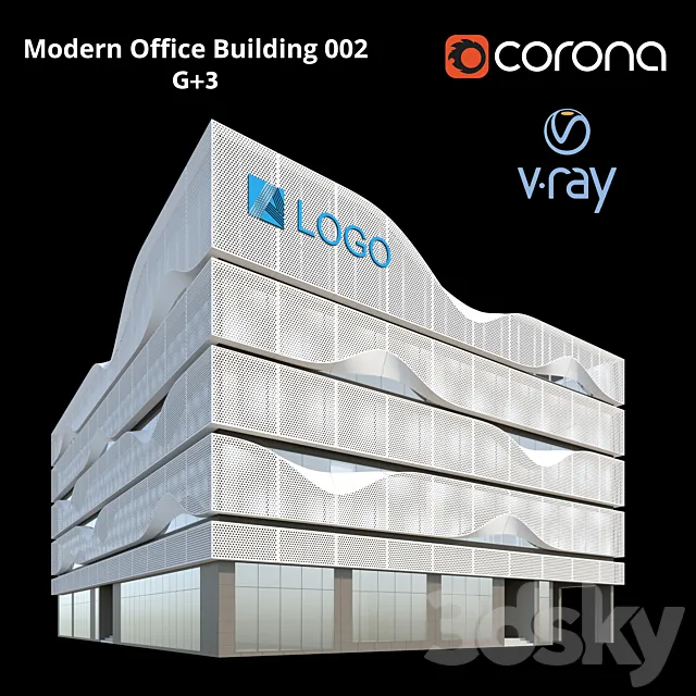Modern Office Building 002 G + 3 3D Model
