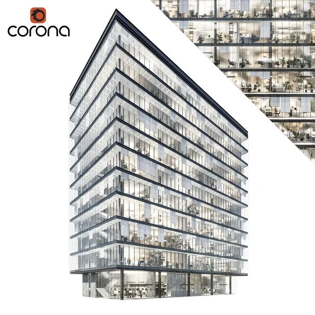 Modern office building 04 3D Model