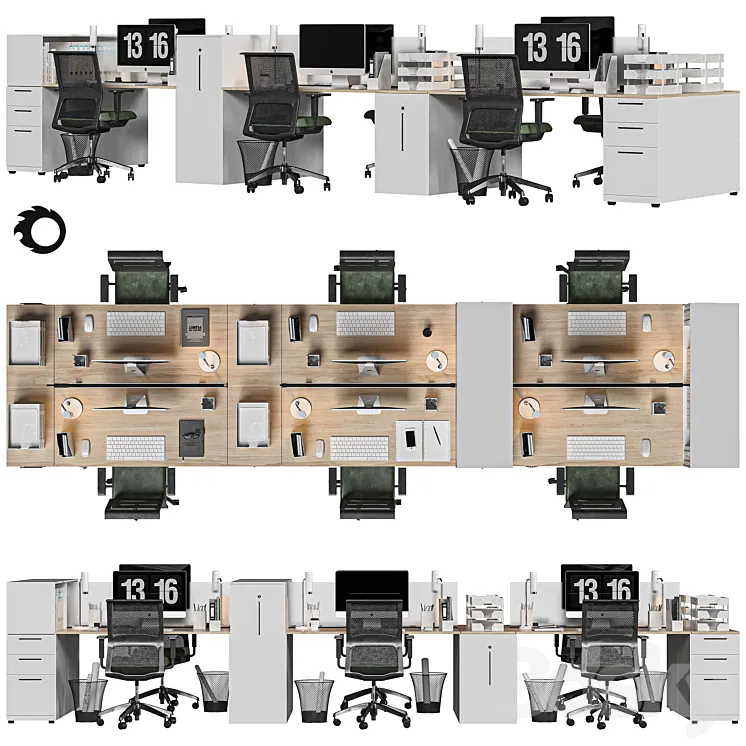 modern office furniture 3D Model Free Download