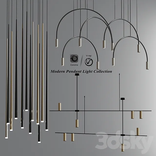 Modern pendant light collection 3D Model Modern pendant light collection 3D Model