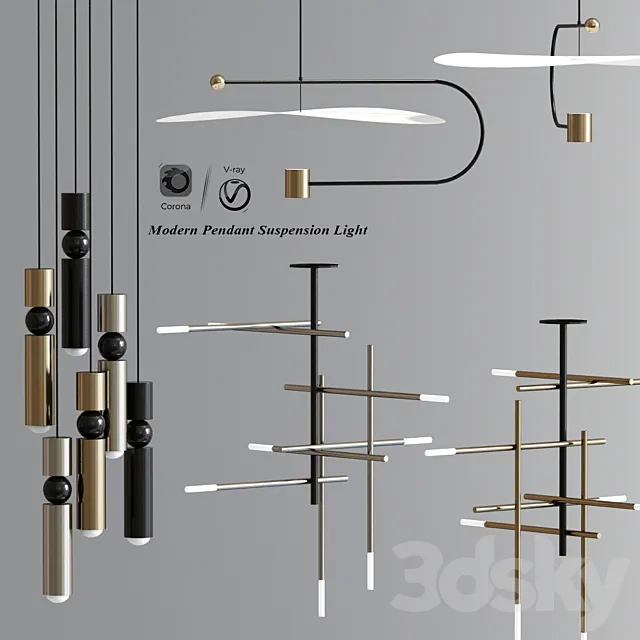 Modern Pendant Suspension Light 05 3D Model Modern Pendant Suspension Light 05 3D Model