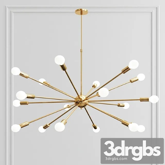 Modern Polished Brass Sputnik Chandelier 3D Model Download