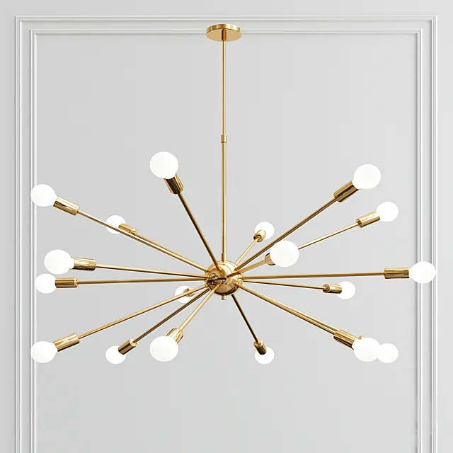 Modern Polished Brass Sputnik Chandelier 3D Model
