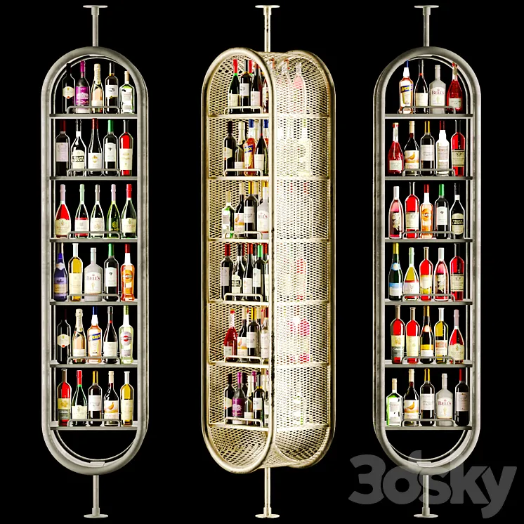 Modern rack in a restaurant with alcohol 3D Model Free Download