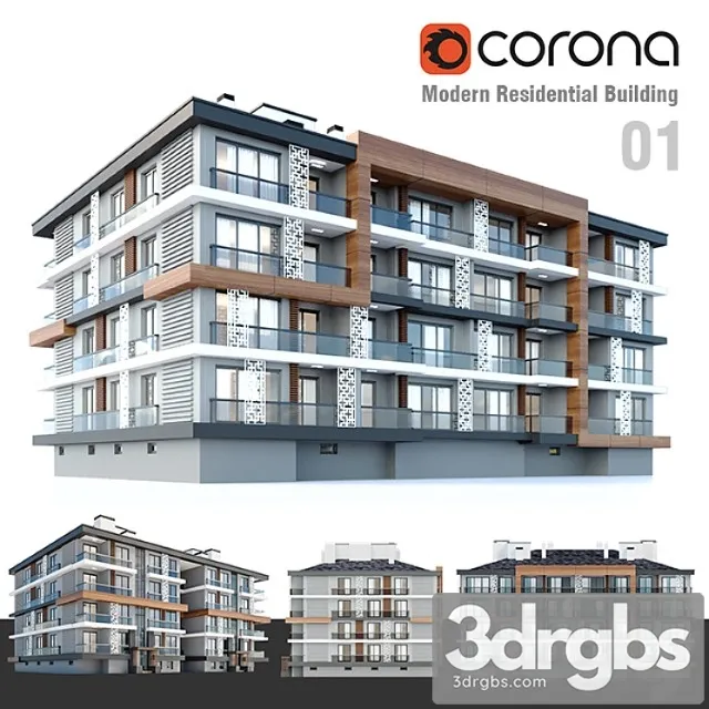 Modern Residential Building 01 3D Model Download