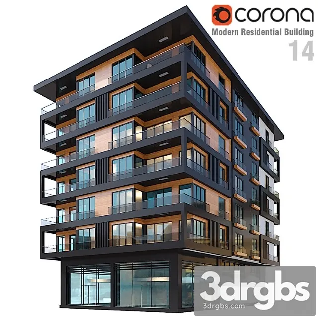 Modern Residential Building 014 3D Model Download