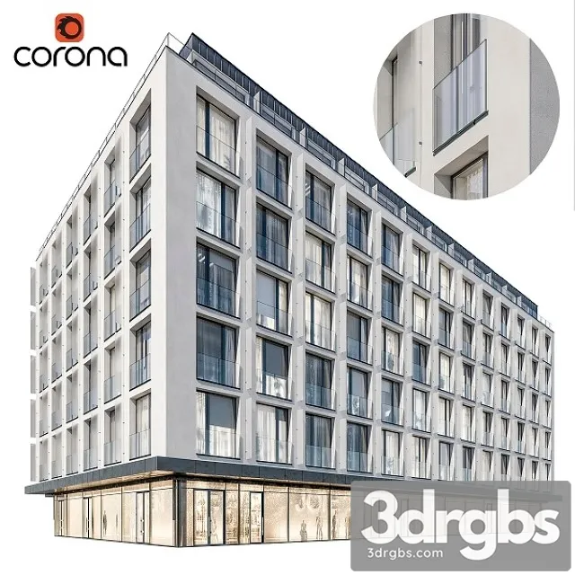 Modern Residential Building 05 3D Model Download