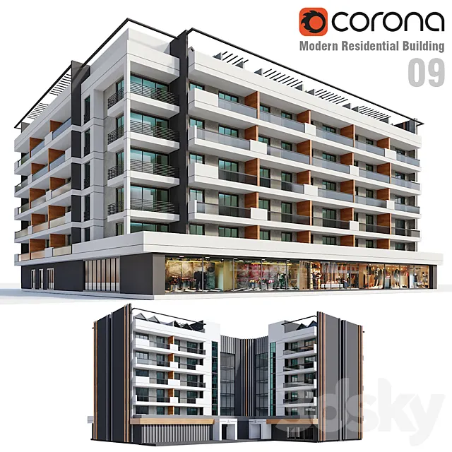 Modern Residential Building 09 3D Model