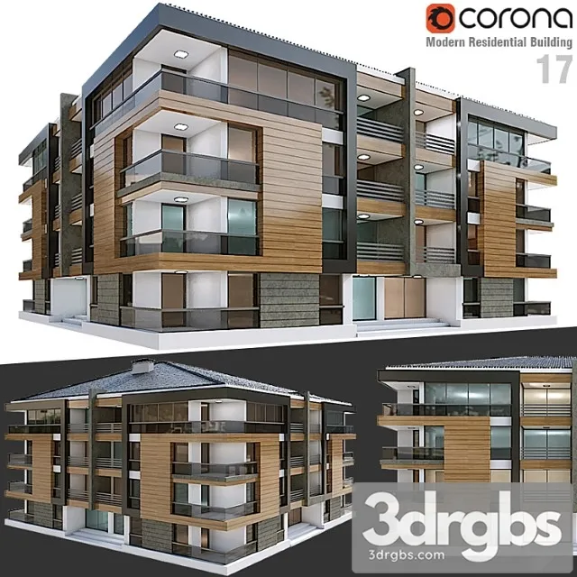 Modern Residential Building 17 3D Model Download