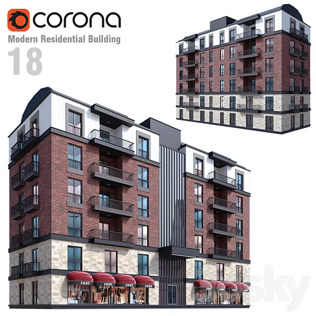 Modern Residential Building 18 3DModel