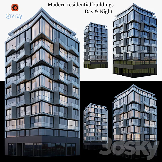 Modern residential building 2 3DModel