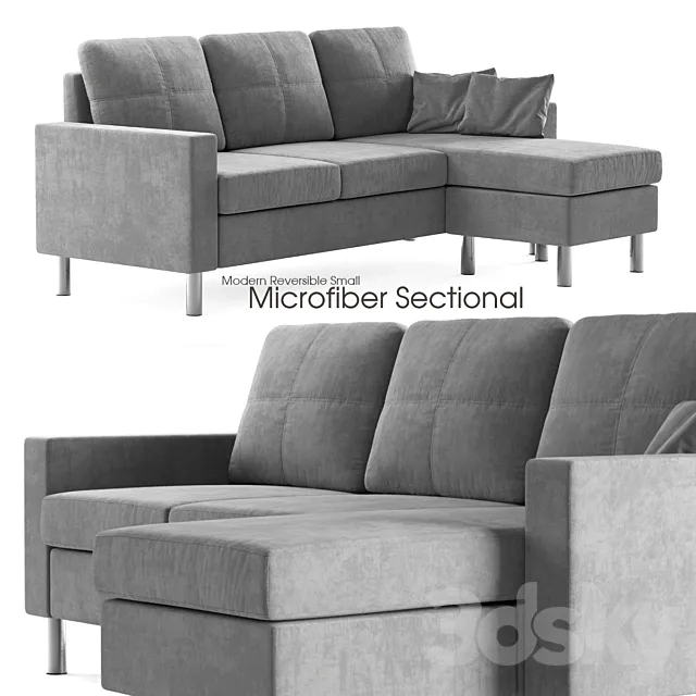 Modern Reversible Small Microfiber Sectional 3DModel