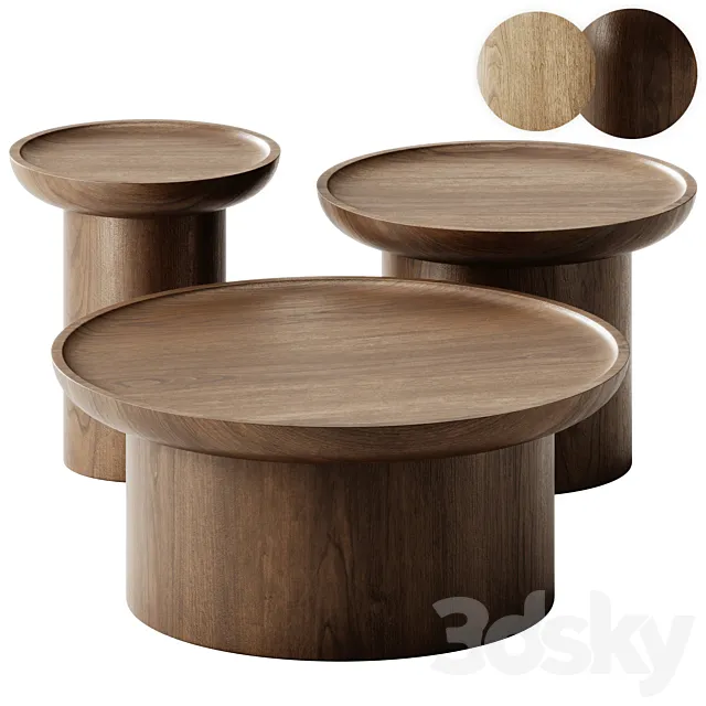 Modern Round Coffee Tables set by Martin and Brockett 3D Model Modern Round Coffee Tables set by Martin and Brockett 3D Model