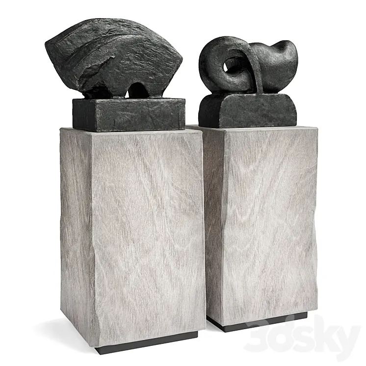 Modern sculptures Bull and Fish 3D Model Free Download