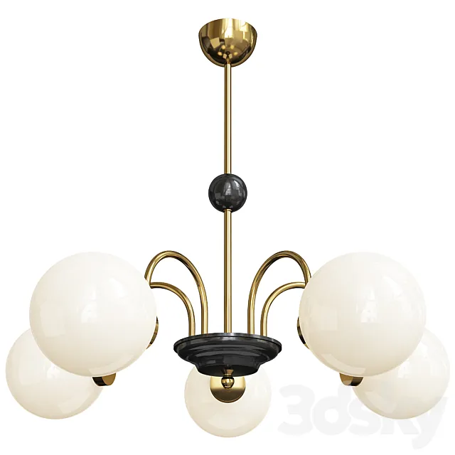 Modern simplicity round ceiling chandelier milk glass hanging light 3D Model