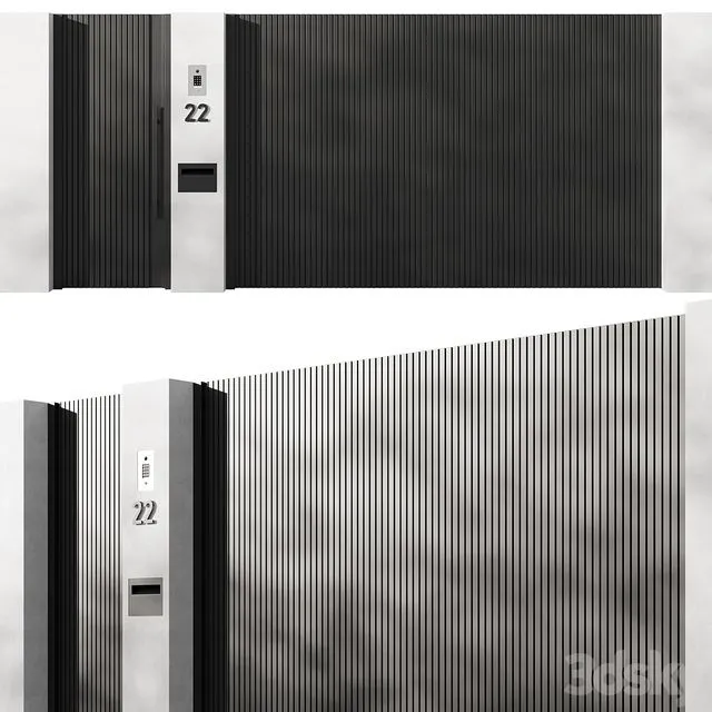 Modern sliding gates 01 3D Model Modern sliding gates 01 3D Model