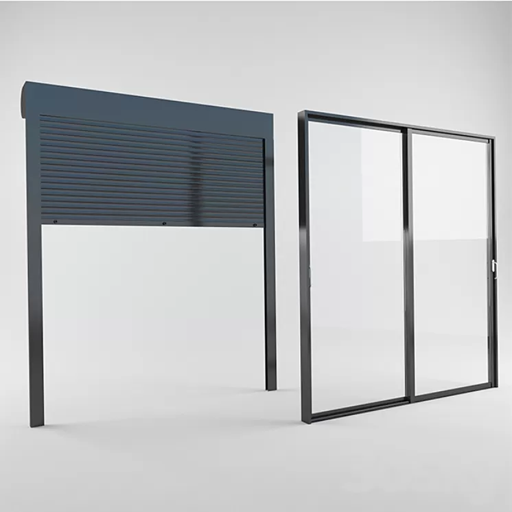 Modern Sliding window & Shutters 3D Model