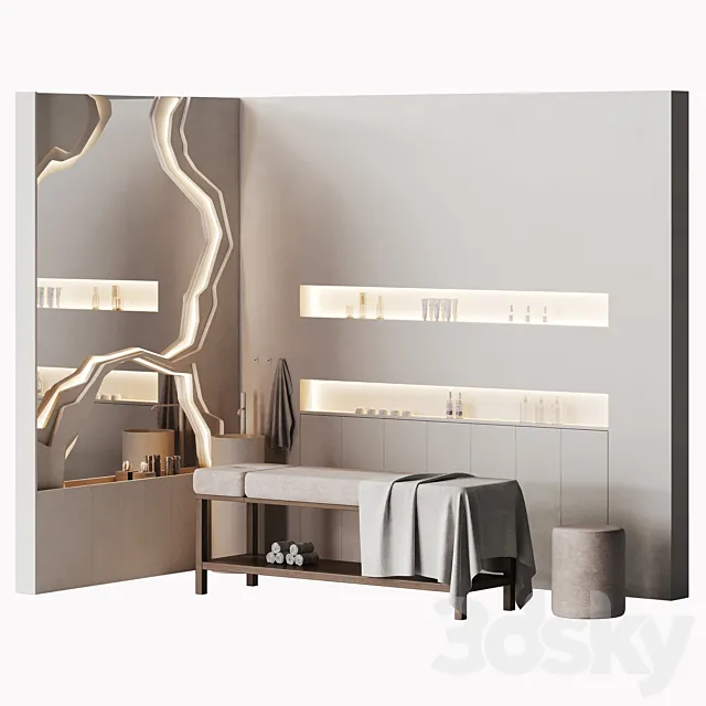 Modern spa room with massage couch 2 3D Model