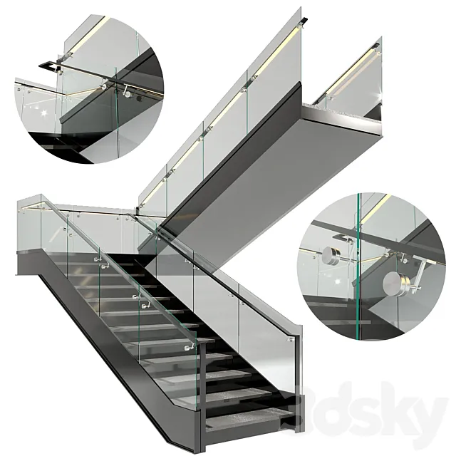 Modern Stair No43 3D Model