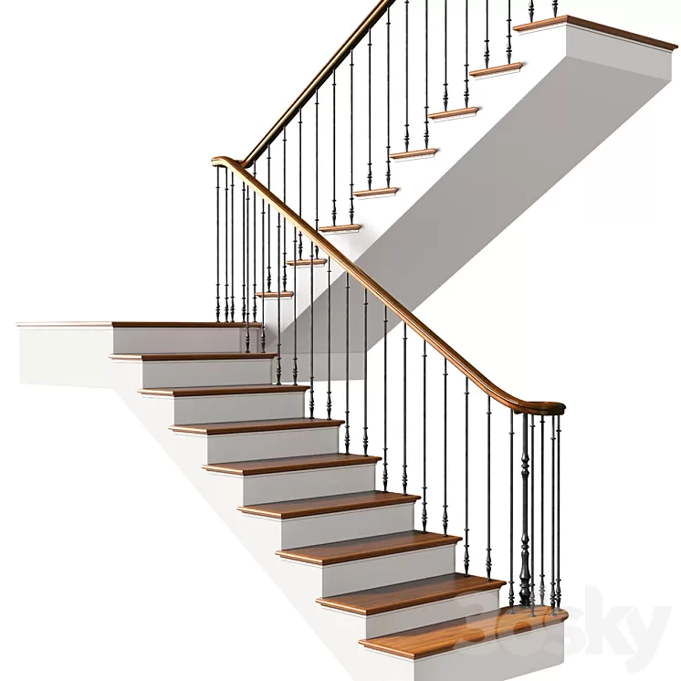 [3DSKY] Modern Stair Staircase In Art Deco Style. 3D Model Free ...