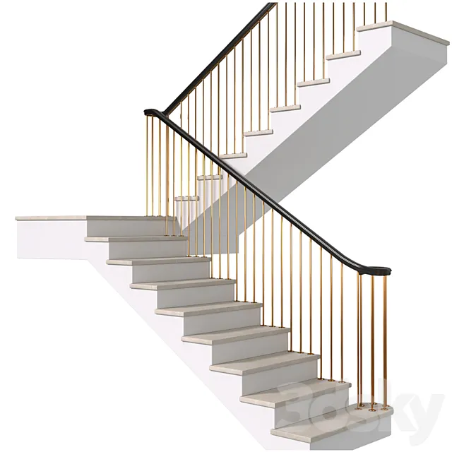 Modern staircase in Art Deco style. 3D Model