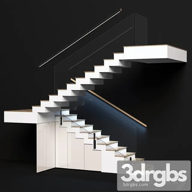 Modern Staircase With Built in Food System 3D Model Download