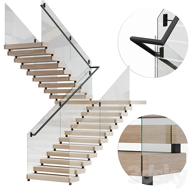 modern stairs 3D Model Free Download
