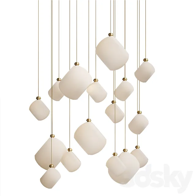 Modern Stairwell led chandelier lighting large bubble crystal ball 3D Model