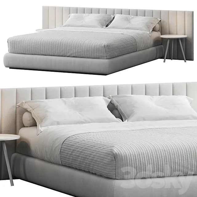 Modern Striped Headboard Bed 3DModel Modern Striped Headboard Bed 3DModel