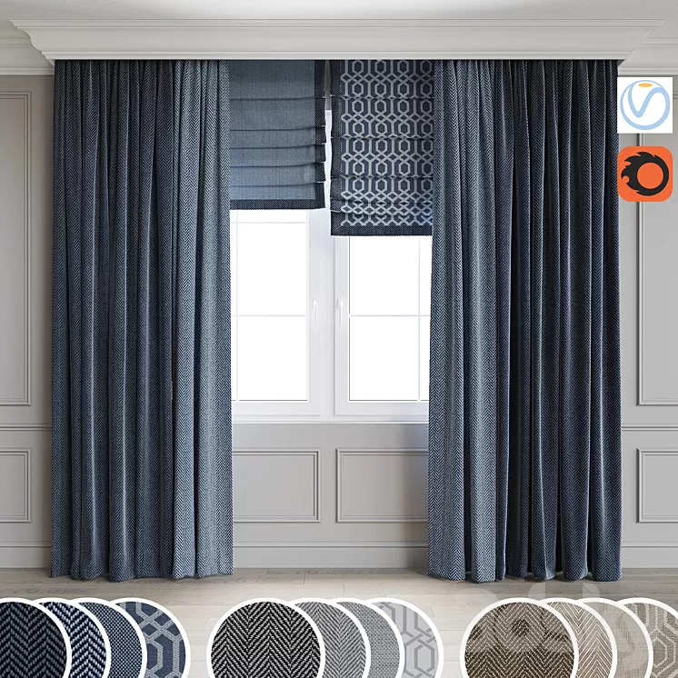 Modern style curtains 7 3D Model Modern style curtains 7 3D Model