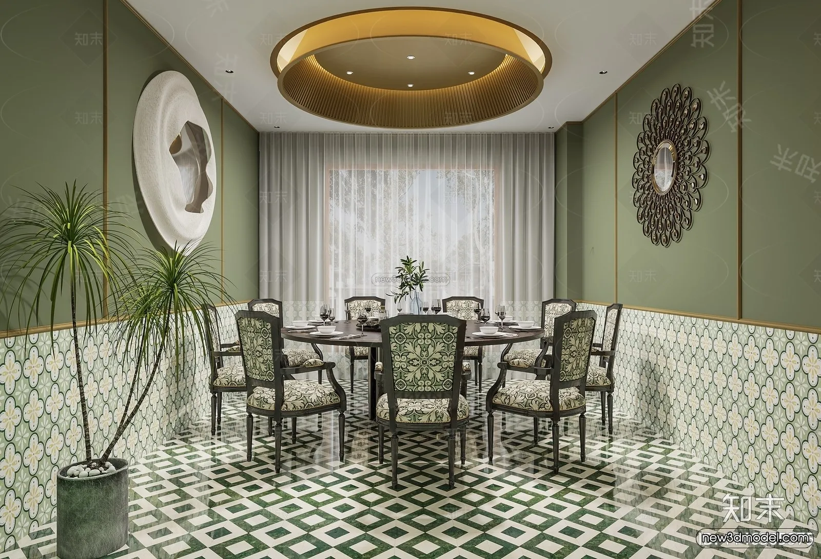 Modern Style Interior 3D Blocks and 3D Models – Asian Restaurant 3D Scene – 964 – CORONA