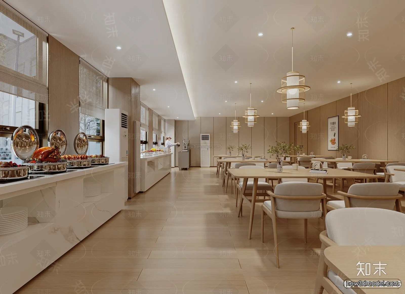 Modern Style Interior 3D Blocks and 3D Models – Asian Restaurant 3D Scene – 965 – CORONA