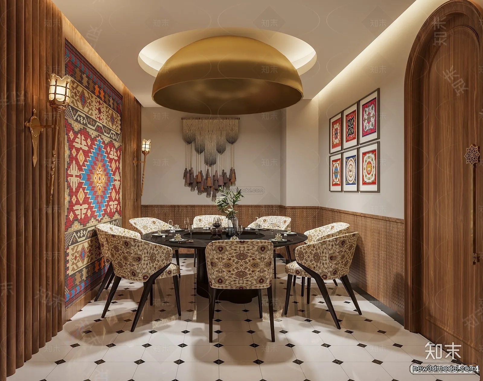 Modern Style Interior 3D Blocks and 3D Models – Asian Restaurant 3D Scene – 966 – CORONA